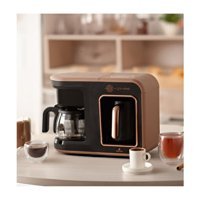 Cam Demlikli Közde Türk Kahvesi, Sütlü Türk Kahvesi, Sütlü Içecek, Filtre Kahve ve Çay Demleme - Ekru