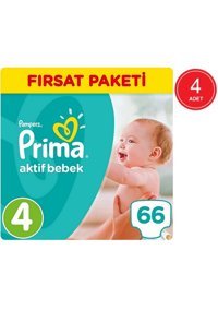 Prima Aktif Bebek 4 Numara Cırtlı Bebek Bezi 4x66 Adet