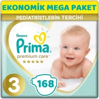 Prima Premium Care 3 Numara Cırtlı Bebek Bezi 168 Adet