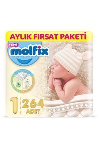 Molfix Yenidoğan 1 Numara Göbek Oyuntulu Cırtlı Bebek Bezi 264 Adet