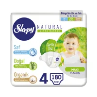 Sleepy Natural Ultra Hassas 4 Numara Organik Cırtlı Bebek Bezi 6x30 Adet