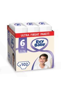 Evy Baby Ultra Fırsat Paketi 6 Numara Cırtlı Bebek Bezi 102 Adet