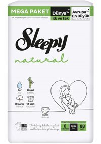 Sleepy Xl Mega Paket 6 Numara Organik Cırtlı Bebek Bezi 88 Adet