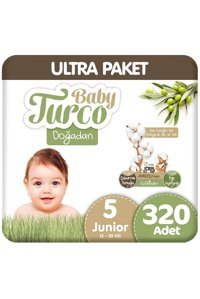 Baby Turco Doğadan 5 Numara Bantlı Bebek Bezi 4x80 Adet