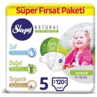 Sleepy Natural Junior 5 Numara Organik Cırtlı Bebek Bezi 120 Adet