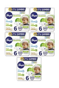 Sleepy Natural 6 Numara Organik Cırtlı Bebek Bezi 5x40 Adet