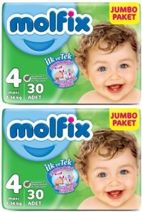 Molfix 3D Maxi 4 Numara Cırtlı Bebek Bezi 2x30 Adet