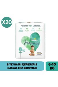 Prima Harmonie 3 Numara Organik Cırtlı Bebek Bezi 20x22 Adet