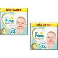 Prima Premium Care 4 Numara Cırtlı Bebek Bezi 2x32 Adet