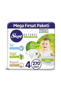 Sleepy Natural 4 Numara Organik Cırtlı Bebek Bezi 270 Adet