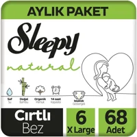 Sleepy Natural XL 6 Numara Organik Cırtlı Bebek Bezi 68 Adet