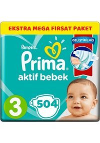 Prima Midi 3 Numara Cırtlı Bebek Bezi 504 Adet