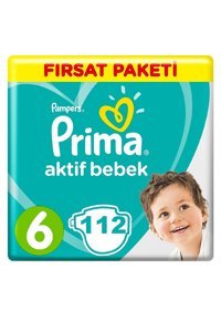 Prima Aktif Bebek 6 Numara Cırtlı Bebek Bezi 112 Adet