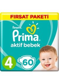 Prima Aktif Bebek Maxi 4 Numara Cırtlı Bebek Bezi 3x60 Adet
