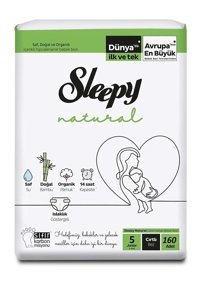 Sleepy Junior 5 Numara Organik Cırtlı Bebek Bezi 160 Adet