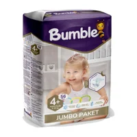 Bumble Jumbo Paket Maxi Plus 4 + Numara Cırtlı Bebek Bezi 56 Adet
