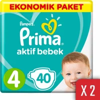 Prima Aktif Bebek 4 Numara Cırtlı Bebek Bezi 2x40 Adet