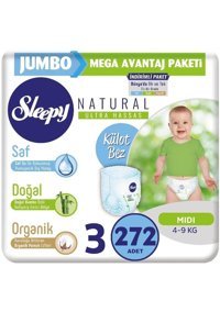 Sleepy Midi Jumbo Ega Avantaj Paketi 3 Numara Organik Külot Bebek Bezi 272 Adet