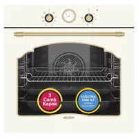 Simfer 8218 Retro 9 Fonksiyonlu Power Turbo Analog Saat Bej Cam Ankastre Fırın