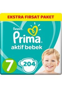 Prima Aktif Bebek XXL 7 Numara Cırtlı Bebek Bezi 204 Adet