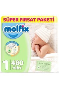 Molfix Yenidoğan 1 Numara Göbek Oyuntulu Cırtlı Bebek Bezi 480 Adet