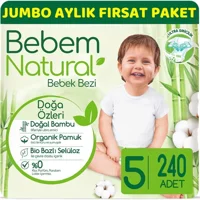 Bebem Natural Doğa Özleri 5 Numara Organik Cırtlı Bebek Bezi 240 Adet