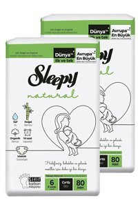 Sleepy XLarge 6 + Numara Organik Cırtlı Bebek Bezi 2x80 Adet