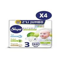 Sleepy Natural Ultra Hassas 3 Numara Organik Cırtlı Bebek Bezi 272 Adet
