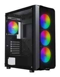 GameBooster ROUND A650B 600w APFC USB 3.0 Mesh 4*Rainbow Fanlı Mid-T ATX Gaming Siyah Kasa E612 BLACK