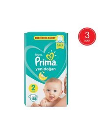 Prima Ekonomik Paket Yenidoğan 1 Numara Cırtlı Bebek Bezi 3x58 Adet