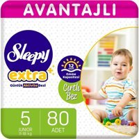 Sleepy Extra Avantajlı Junior 5 Numara Organik Cırtlı Bebek Bezi 80 Adet