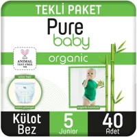 Pure Baby Pamuklu 5 Numara Organik Külot Bebek Bezi 40 Adet