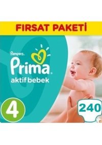Prima Aktif Bebek 4 Numara Cırtlı Bebek Bezi 240 Adet