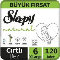 Sleepy Natural 6 Numara Organik Cırtlı Bebek Bezi 3x40 Adet
