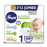 Sleepy Natural Ultra Hassas 1 Numara Organik Cırtlı Bebek Bezi 3x80 Adet