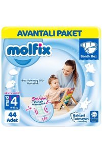 Molfix Maxi Plus 4 + Numara Cırtlı Bebek Bezi 44 Adet