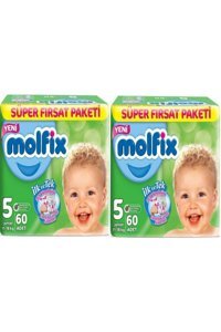 Molfix 3D Junior 5 Numara Cırtlı Bebek Bezi 2x60 Adet