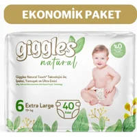 Giggles Natural Extra Large 6 Numara Organik Cırtlı Bebek Bezi 40 Adet
