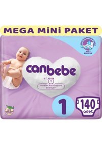 Canbebe Mega Mini Paket Yenidoğan 1 Numara Bantlı Bebek Bezi 140 Adet