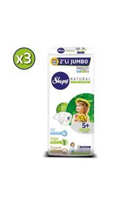 Sleepy Natural Junior Plus 5 + Numara Organik Cırtlı Bebek Bezi 132 Adet