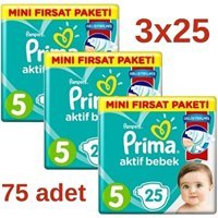 Prima Aktif Bebek 5 Numara Cırtlı Bebek Bezi 75 Adet