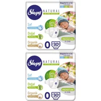 Sleepy Natural Jumbo Prematüre 0 Numara Organik Cırtlı Bebek Bezi 60 Adet