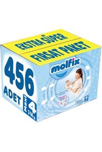 Molfix maxi 4 Numara Cırtlı Bebek Bezi 456 Adet