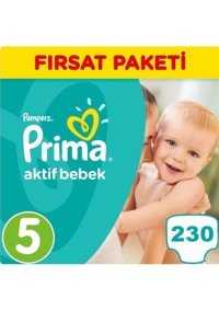 Prima Aktif Bebek 5 Numara Cırtlı Bebek Bezi 230 Adet