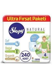 Sleepy Maxi Ultra Fırsat Paketi 4 Numara Organik Cırtlı Bebek Bezi 240 Adet