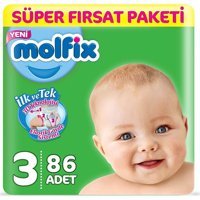 Molfix 3D Midi 3 Numara Cırtlı Bebek Bezi 86 Adet