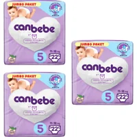 Canbebe Junior Jumbo Paket 5 Numara Bantlı Bebek Bezi 3x22 Adet