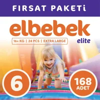Elbebek Elite Extra Large 6 Numara Cırtlı Bebek Bezi 168 Adet