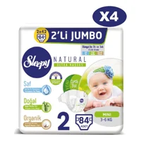 Sleepy Natural Ultra Hassas 2 Numara Organik Cırtlı Bebek Bezi 336 Adet