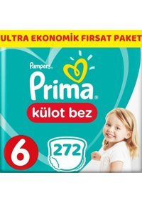 Prima Ultra Ekonomik Fırsat Paket 6 Numara külot Bebek Bezi 272 Adet